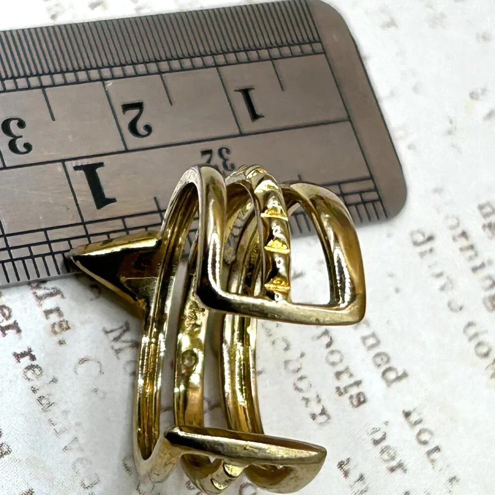 Stella & Dot Gold Faux Turquoise Wide Open Band Ring Designer Signed - Picture 9 of 13